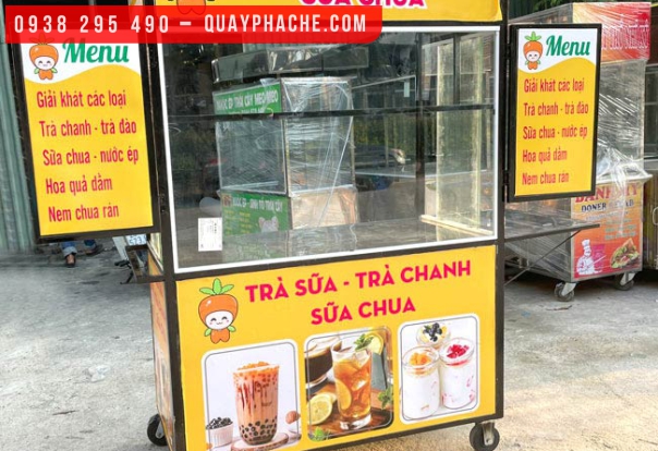 XE TRÀ SỮA INOX 1M7x60x1M95